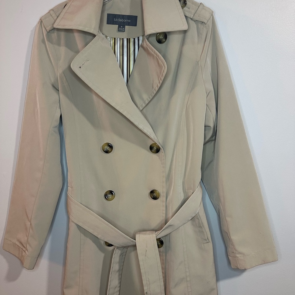 Liz Claiborne Khaki Trench Coat Women’s Size Small